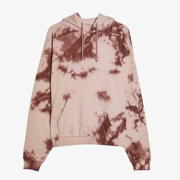 Topshop Premium Pink Tie Dye Sweatshirt Hoodie Women's Size Large NEW - Picture 8 of 10